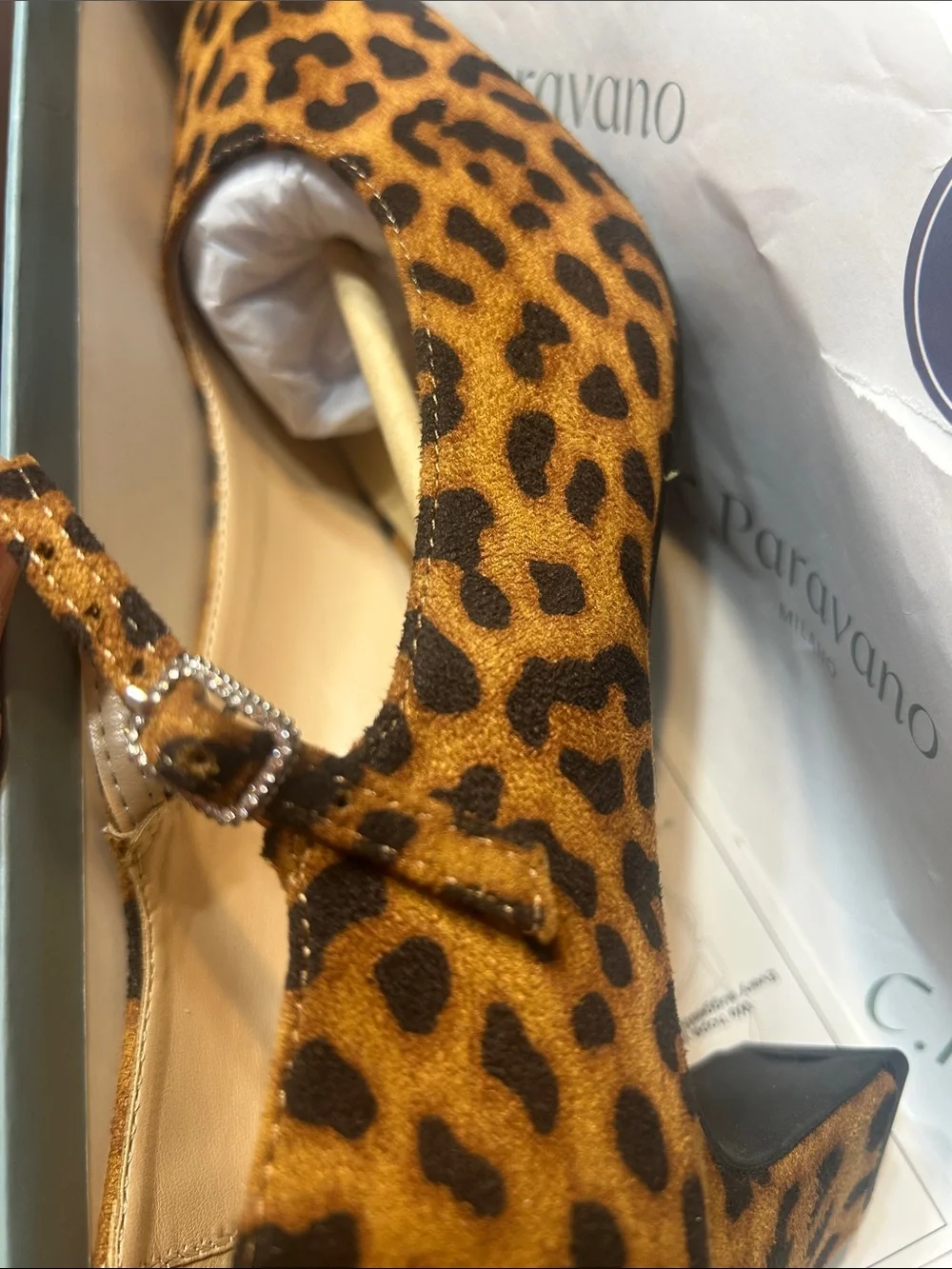 C.Paravano Milano Leopard Print Mary Jane Block Heel Pumps - sz 41 US 11